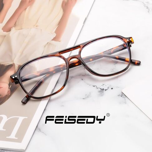 FEISEDY Blue Light Blocking Glasses Women Men Square Computer Lightweight Pilot Glasses Anti Eyestrain & UV Glare B0141 in Saudi Arabia