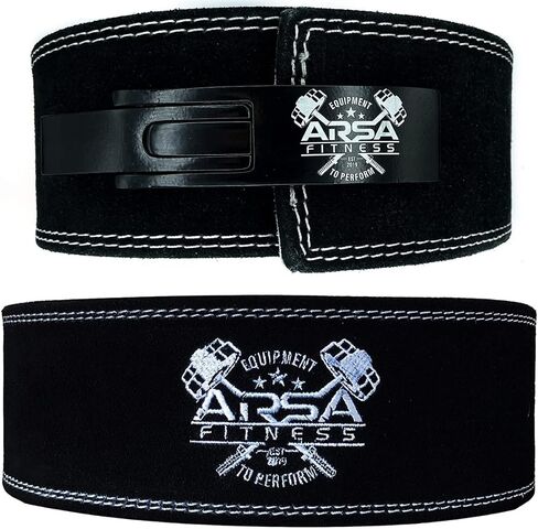 Arsa Fitness Weightlifting Adjustable Lever Belt for Men & Women Real Cow Hide Leather for Powerlifting Back Support Workout Deadlifts Squats 10MM Thickness 4" Width - Nighthawk in Saudi Arabia