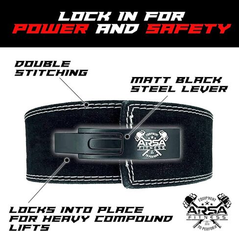 Arsa Fitness Weightlifting Adjustable Lever Belt for Men & Women Real Cow Hide Leather for Powerlifting Back Support Workout Deadlifts Squats 10MM Thickness 4" Width - Nighthawk in Saudi Arabia