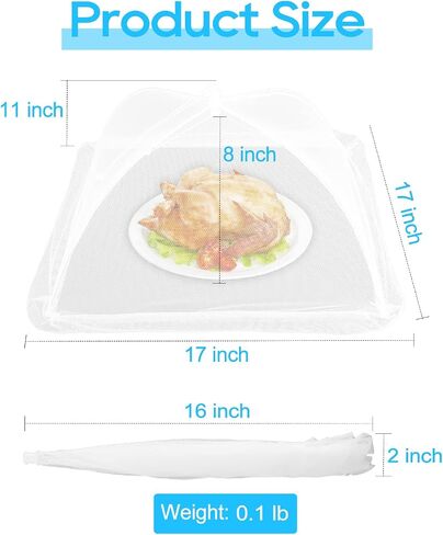 4 Pack Food Cover Mesh Food Tent, 2 * 17 Inches and 2 * 14 Inches, Pop-Up Umbrella Screen Tents, Collapsible and Reusable Patio Net for BBQ, Picnics, Parties, Camping, Outdoor in Saudi Arabia