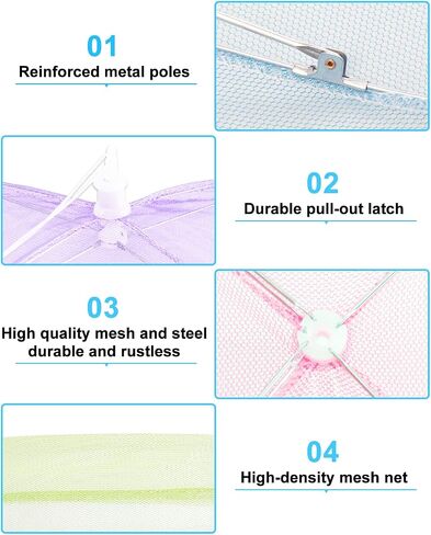 4 Pack Food Cover Mesh Food Tent, 2 * 17 Inches and 2 * 14 Inches, Pop-Up Umbrella Screen Tents, Collapsible and Reusable Patio Net for BBQ, Picnics, Parties, Camping, Outdoor in Saudi Arabia