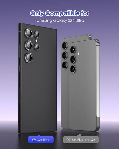 for Galaxy S24 Ultra Camera Lens Protector Individual Aluminium Alloy Ring 9H Tempered Glass Decorative Accessories Camera Cover for Samsung Galaxy S24 Ultra CD Texture Black in Kuwait