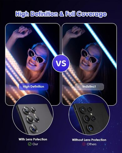 for Galaxy S24 Ultra Camera Lens Protector Individual Aluminium Alloy Ring 9H Tempered Glass Decorative Accessories Camera Cover for Samsung Galaxy S24 Ultra CD Texture Black in Kuwait