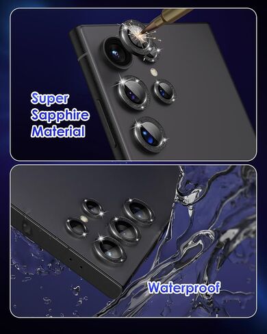for Galaxy S24 Ultra Camera Lens Protector Individual Aluminium Alloy Ring 9H Tempered Glass Decorative Accessories Camera Cover for Samsung Galaxy S24 Ultra CD Texture Black in Kuwait