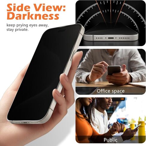 عبوة من قطعتين من واقي شاشة الخصوصية غير اللامع من imluckies لهاتف iPhone 15 Pro Max، مضاد للوهج ومضاد لبصمات الأصابع، متوافق مع الجزيرة الديناميكية، طبقة ناعمة من الزجاج المقسى الخاص المضاد للتجسس، إطار سهل التركيب 6.7 بوصة in Kuwait