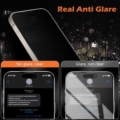 عبوة من قطعتين من واقي شاشة الخصوصية غير اللامع من imluckies لهاتف iPhone 15 Pro Max، مضاد للوهج ومضاد لبصمات الأصابع، متوافق مع الجزيرة الديناميكية، طبقة ناعمة من الزجاج المقسى الخاص المضاد للتجسس، إطار سهل التركيب 6.7 بوصة in Kuwait
