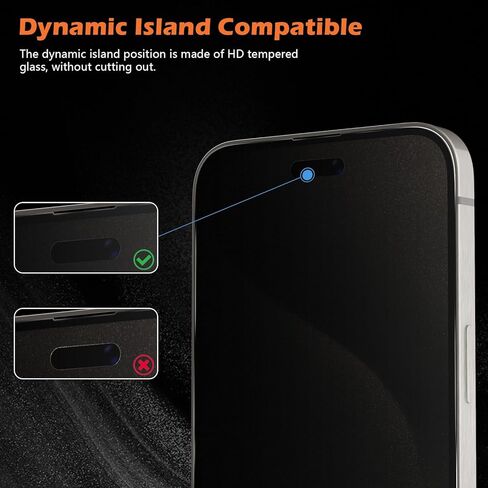 عبوة من قطعتين من واقي شاشة الخصوصية غير اللامع من imluckies لهاتف iPhone 15 Pro Max، مضاد للوهج ومضاد لبصمات الأصابع، متوافق مع الجزيرة الديناميكية، طبقة ناعمة من الزجاج المقسى الخاص المضاد للتجسس، إطار سهل التركيب 6.7 بوصة in Kuwait