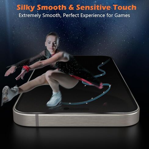 عبوة من قطعتين من واقي شاشة الخصوصية غير اللامع من imluckies لهاتف iPhone 15 Pro Max، مضاد للوهج ومضاد لبصمات الأصابع، متوافق مع الجزيرة الديناميكية، طبقة ناعمة من الزجاج المقسى الخاص المضاد للتجسس، إطار سهل التركيب 6.7 بوصة in Kuwait