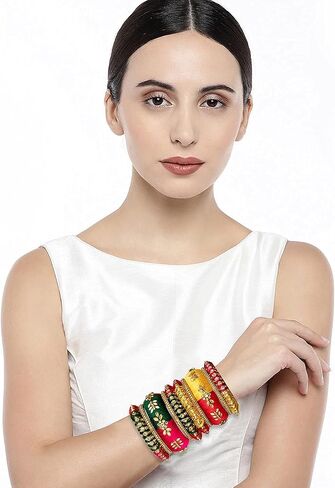 Aheli Royal Design Silk Thread Bangle Set Saree Matching Chuda Indian Traditional Wedding Fashion Jewelry for Women(Multicolor) in Saudi Arabia