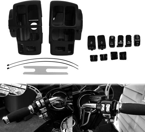 HDBUBALUS المقود التبديل غطاء الإسكان التبديل قبعات الإسكان صالح ل Harley Touring Road King Tri Electra Glide 1996-2013 أسود in Saudi Arabia