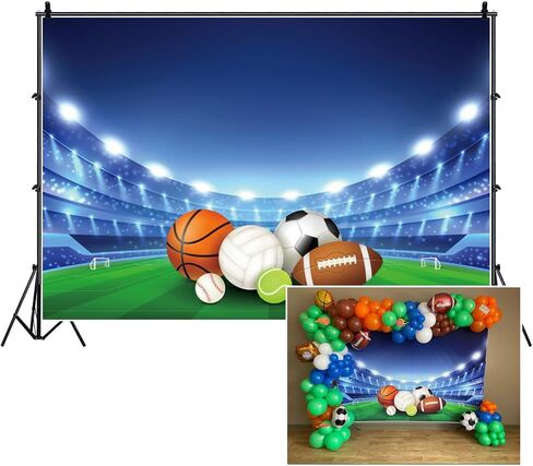 7x5ft All Stars Sports Backdrop - Outdoor Sports Theme Boy Kid Birthday Party Photography Background Stadium Field American Football Baseball Light School Game Banner Photo Studio Props in Saudi Arabia