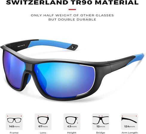 CARFIA Polarized Sports Sunglasses for Men and Women TR90 Lightweight Cool Frame Driving Cycling Running Fishing Eyewear in Kuwait