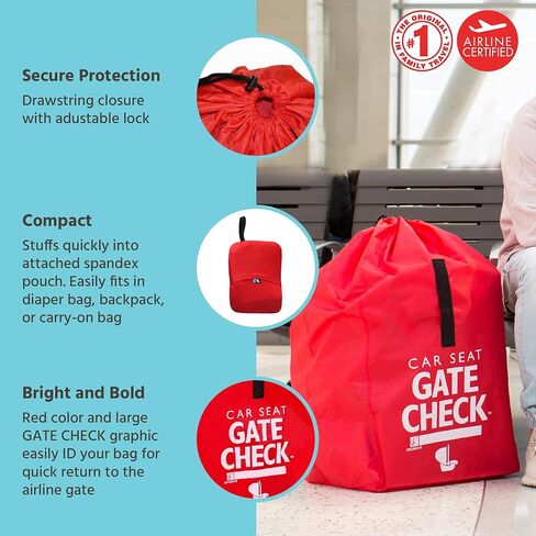 J.L. Childress Gate Check Bag for Single & Double Strollers - Stroller Bag for Airplane - Large Stroller Travel Bag for Airplane - Air Travel Stroller Bag - Red in Saudi Arabia
