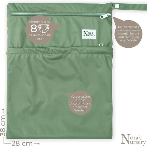 Nora's Nursery Wet Dry Bags with Two Zippered Pockets - Reusable and Washable for Swimming, Travel, Beach, Pool, Daycare, Cloth Diapers, Toiletries, and Wet Swimsuits - 11x15, Garden, 2-Pack in Saudi Arabia