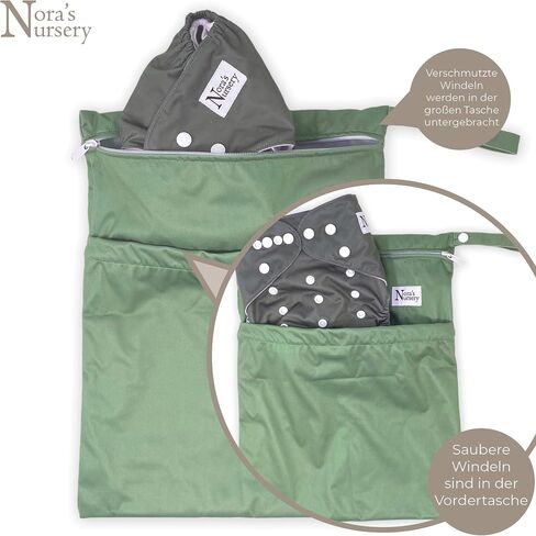 Nora's Nursery Wet Dry Bags with Two Zippered Pockets - Reusable and Washable for Swimming, Travel, Beach, Pool, Daycare, Cloth Diapers, Toiletries, and Wet Swimsuits - 11x15, Garden, 2-Pack in Saudi Arabia