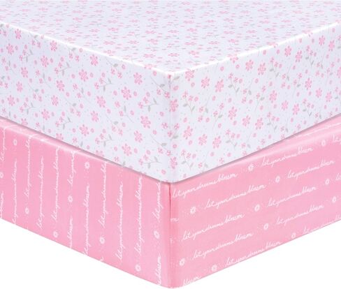 Sammy & Lou Girl Forest 2-Pack Microfiber Fitted Crib Sheet Set, Fits Standard Crib Mattress 28 in x 52 in; Fully Elasticized, in Kuwait
