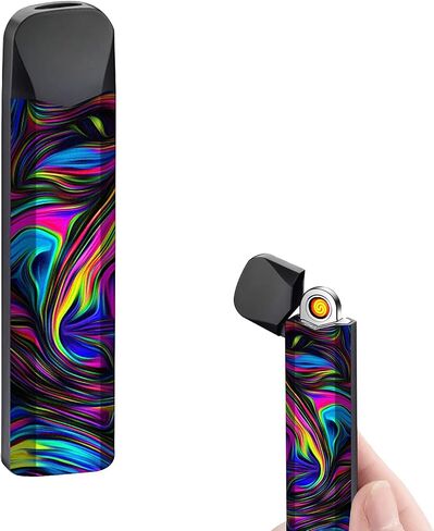 SKRFIRE Rechargeable Arc Lighter Plasma Lighter Windproof Smokeless Electronic Lighter Portable Battery Indicator Delicate Mini for Great Gifts (Blue) in Saudi Arabia