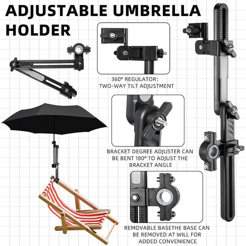 4pcs Adjustable Umbrella for Beach Chair Universal Clamp 360° Golf Umbrella Holder Bracket Umbrella Mount Holder Umbrella Clamp Swivel Umbrella Parasol Mounting Attachment in Saudi Arabia