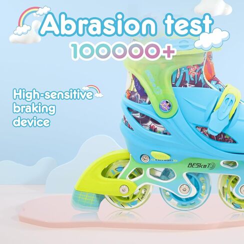 Blue Graffiti Light up Inline Skates for Girls Boys, 4 Size Adjustable Roller Shoes with Full Illuminating Wheels for Kids, Blades Roller Skates for Beginner Teens & Adult Youth in Kuwait