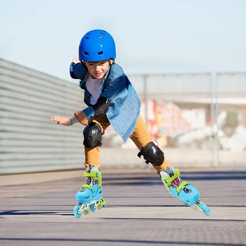Blue Graffiti Light up Inline Skates for Girls Boys, 4 Size Adjustable Roller Shoes with Full Illuminating Wheels for Kids, Blades Roller Skates for Beginner Teens & Adult Youth in Kuwait