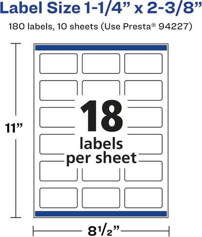 Avery Glossy Clear Rectangle Labels with Sure Feed, 1-1/4" x 2-3/8", 1,800 Glossy Clear Labels, Print-to-The-Edge, Laser/Inkjet Printable Labels in Saudi Arabia