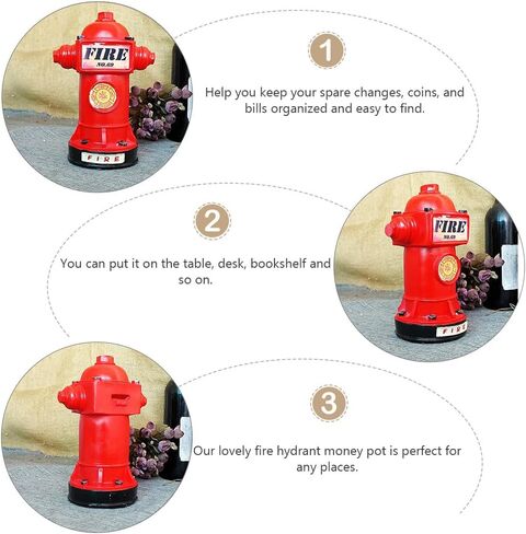 SAFIGLE Fire Hydrant Piggy Bank, Retro Fire Hydrant Model Money Bank Figurines Coin Bank Money Saving Piggy Bank Fire Party Decor for Firefighter Party in Saudi Arabia