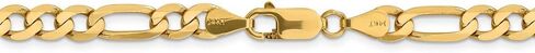 Solid 14k Yellow Gold 6.25mm Flat Figaro Link Bracelet - with Secure Lobster Lock Clasp in Saudi Arabia