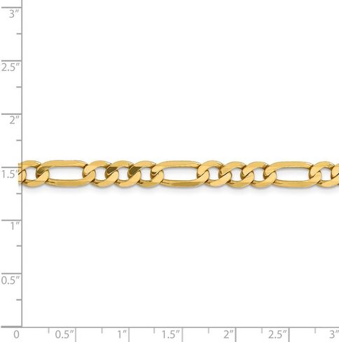 Solid 14k Yellow Gold 6.25mm Flat Figaro Link Bracelet - with Secure Lobster Lock Clasp in Saudi Arabia