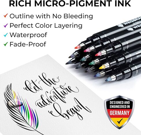 أقلام تحديد فرشاة ذات طرف صلب من UltraColor، عبوة من 12 قطعة، أداة كتابة متعددة الوظائف، حبر صغير الصبغة، طرف فرشاة مرن، مقاوم للماء والبهتان، رائع للحروف والتوضيح in Kuwait