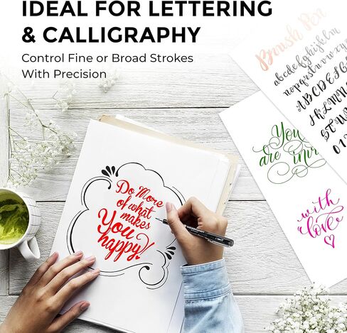 أقلام تحديد فرشاة ذات طرف صلب من UltraColor، عبوة من 12 قطعة، أداة كتابة متعددة الوظائف، حبر صغير الصبغة، طرف فرشاة مرن، مقاوم للماء والبهتان، رائع للحروف والتوضيح in Kuwait