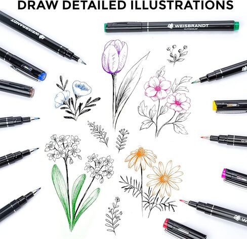 أقلام تحديد فرشاة ذات طرف صلب من UltraColor، عبوة من 12 قطعة، أداة كتابة متعددة الوظائف، حبر صغير الصبغة، طرف فرشاة مرن، مقاوم للماء والبهتان، رائع للحروف والتوضيح in Kuwait