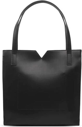 Pixie Mood ALICIA-TOTE-II-BLPB-OS Top Notched Soft Pebbled Exterior Recycled Vegan Leather Tote and Crossbody Bag, Black in Saudi Arabia