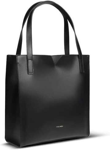 Pixie Mood ALICIA-TOTE-II-BLPB-OS Top Notched Soft Pebbled Exterior Recycled Vegan Leather Tote and Crossbody Bag, Black in Saudi Arabia