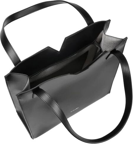 Pixie Mood ALICIA-TOTE-II-BLPB-OS Top Notched Soft Pebbled Exterior Recycled Vegan Leather Tote and Crossbody Bag, Black in Saudi Arabia