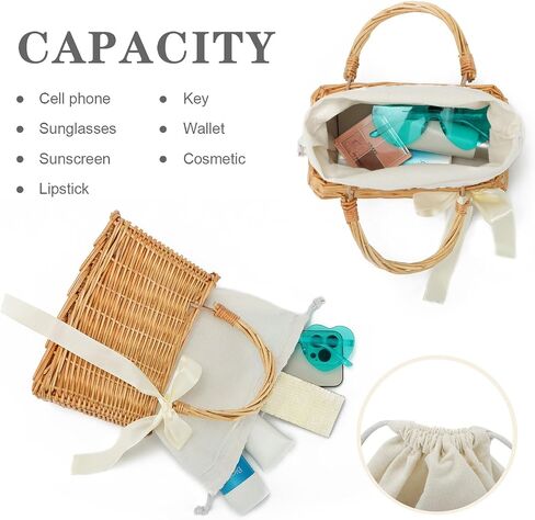 KUANG! Natural Handwoven Wicker Handbag Rattan Woven Basket Purse Straw Beach Tote Bags for Women in Saudi Arabia