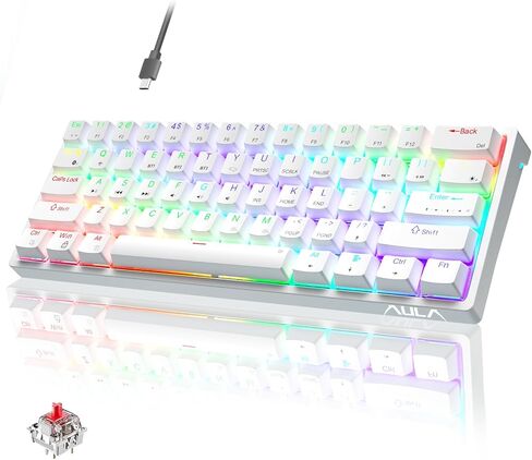 AULA 60 Percent Wired Mechanical Gaming Keyboard, 29 RGB Backlit Custom Hot Swappable Keyboard, Brown Switch 60% Mini Small Compact Keyboard for PC/Mac/Laptop/Wins —— (Wired Version) in Saudi Arabia