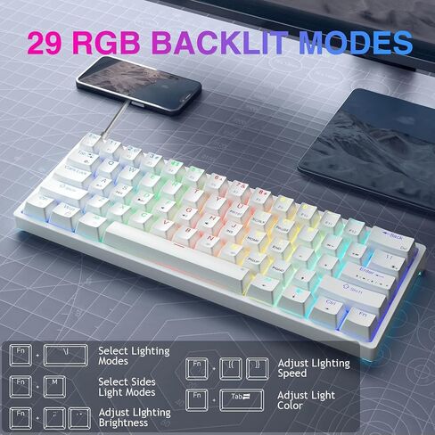 AULA 60 Percent Wired Mechanical Gaming Keyboard, 29 RGB Backlit Custom Hot Swappable Keyboard, Brown Switch 60% Mini Small Compact Keyboard for PC/Mac/Laptop/Wins —— (Wired Version) in Saudi Arabia
