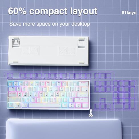 AULA 60 Percent Wired Mechanical Gaming Keyboard, 29 RGB Backlit Custom Hot Swappable Keyboard, Brown Switch 60% Mini Small Compact Keyboard for PC/Mac/Laptop/Wins —— (Wired Version) in Saudi Arabia