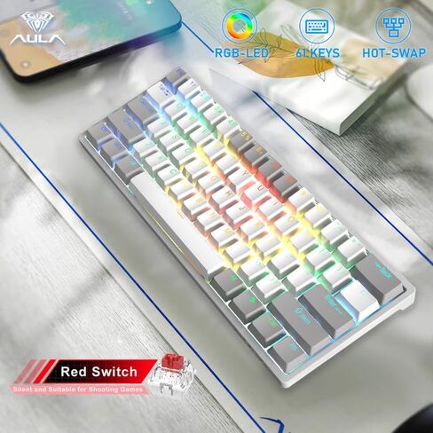 AULA 60 Percent Wired Mechanical Gaming Keyboard, 29 RGB Backlit Custom Hot Swappable Keyboard, Brown Switch 60% Mini Small Compact Keyboard for PC/Mac/Laptop/Wins —— (Wired Version) in Saudi Arabia