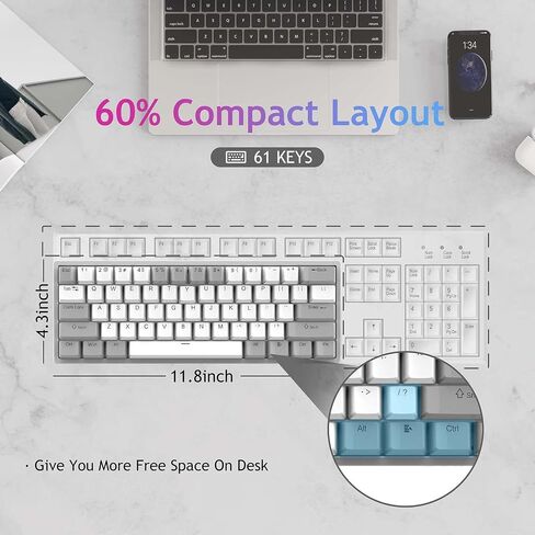 AULA 60 Percent Wired Mechanical Gaming Keyboard, 29 RGB Backlit Custom Hot Swappable Keyboard, Brown Switch 60% Mini Small Compact Keyboard for PC/Mac/Laptop/Wins —— (Wired Version) in Saudi Arabia
