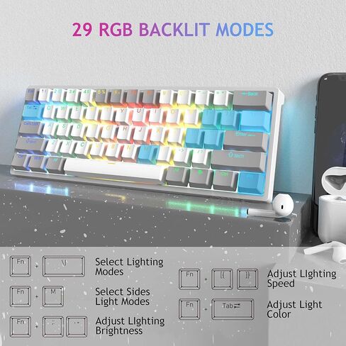 AULA 60 Percent Wired Mechanical Gaming Keyboard, 29 RGB Backlit Custom Hot Swappable Keyboard, Brown Switch 60% Mini Small Compact Keyboard for PC/Mac/Laptop/Wins —— (Wired Version) in Saudi Arabia