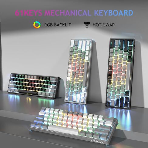 AULA 60 Percent Wired Mechanical Gaming Keyboard, 29 RGB Backlit Custom Hot Swappable Keyboard, Brown Switch 60% Mini Small Compact Keyboard for PC/Mac/Laptop/Wins —— (Wired Version) in Saudi Arabia