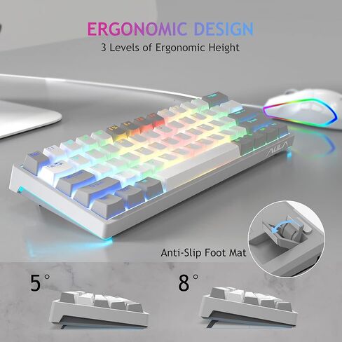 AULA 60 Percent Wired Mechanical Gaming Keyboard, 29 RGB Backlit Custom Hot Swappable Keyboard, Brown Switch 60% Mini Small Compact Keyboard for PC/Mac/Laptop/Wins —— (Wired Version) in Saudi Arabia