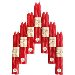 Lacaser Beeswax Tapered Candles Yellow 12pcs, 6 Pairs Unscented candlesticks Set, 9" Long, Natural Beeswax Sheet Handrolled, Burning Time 4 Hours, for Dinner Table Decoration