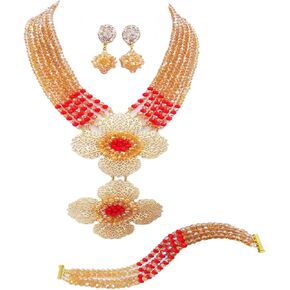 Fashion Bridal Necklace Nigerian Beads Jewelry Set African Wedding Jewelry Sets for Women