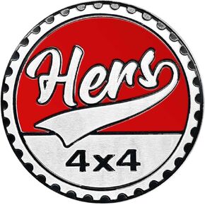 Hers Badge Rated Car Emblem, 4 x 4 Metal Automotive Badge 3D Metal Car Badges Emblems Round Emblem Decals Car Badge Decals Stickers Compatible with Jeep Wrangler Vehicles Trucks SUV Emblems(ZS062)