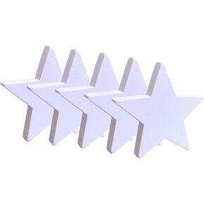 White Wooden Stars for American Flag, 102 Pcs Wood Star Cutouts 1-1/2 inch by 3/16 inch for Crafts, July 4th Independence Day, Christmas (White Wooden Stars)