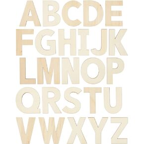 Bright Creations 36 Pieces Unfinished Wooden Alphabet Letters for Crafts, 2 Extra Sets of Vowels AEIOU (6 Inches)