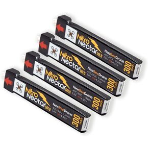 بطارية SPEEDY BEE NewBeeDrone 1S HV LiPo - بطارية Nitro Nectar Gold 300 مللي أمبير في الساعة لطائرة AcroBee65 Mobula6/7 Hummingbird Tiny Whoop FPV بدون طيار (4 بطاريات) in Kuwait