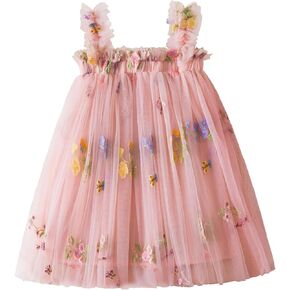 Nileafes Toddler Summer Dress Baby Girl Strap Floral A Line Dress Sleeveless Beach Butterfly Sundress for Toddler Girl